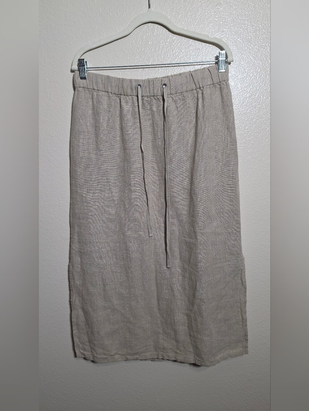 Eileen Fisher Organic Linen Drawstring Midi Skirt, XS